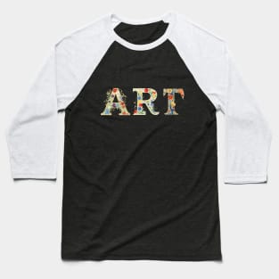 Floral ART Typography Baseball T-Shirt